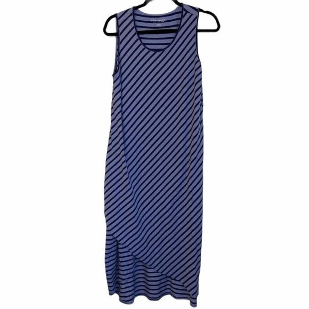 Soft Surroundings Sarina Blue Stripe Sleeveless Maxi Dress Women's Size Medium